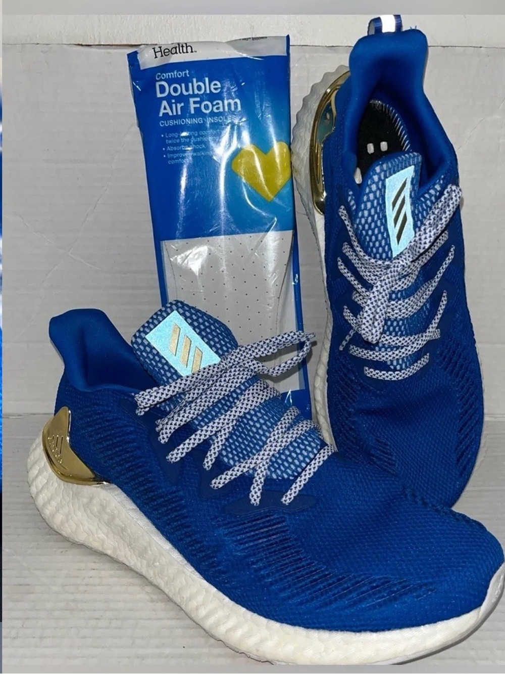 Adidas Alphaboost Running Shoes Mens 11.5 G54130 Gold Metallic Royal Blue